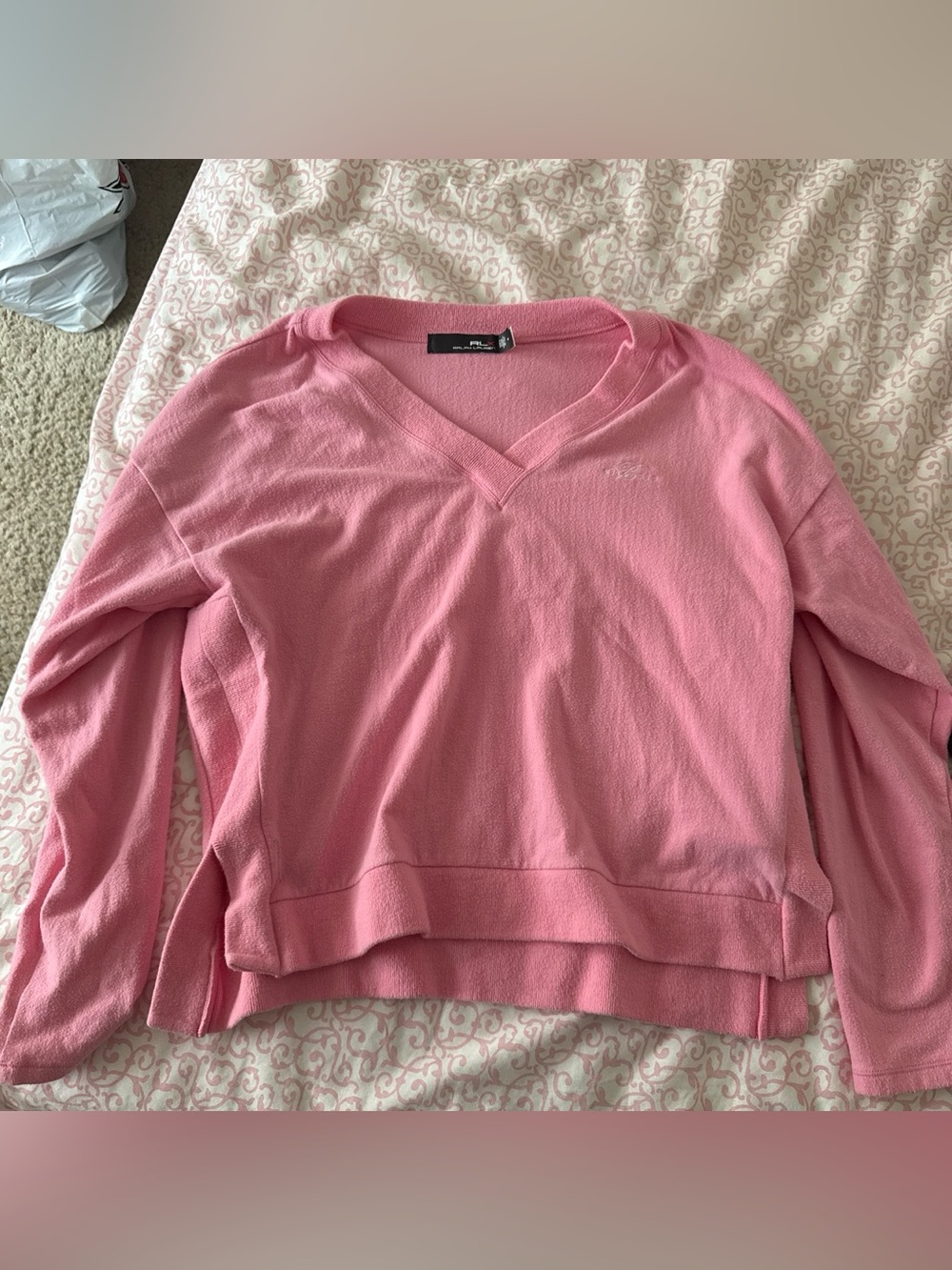 Ralph Lauren RLX Bubblegum Pink V-Neck Sweater